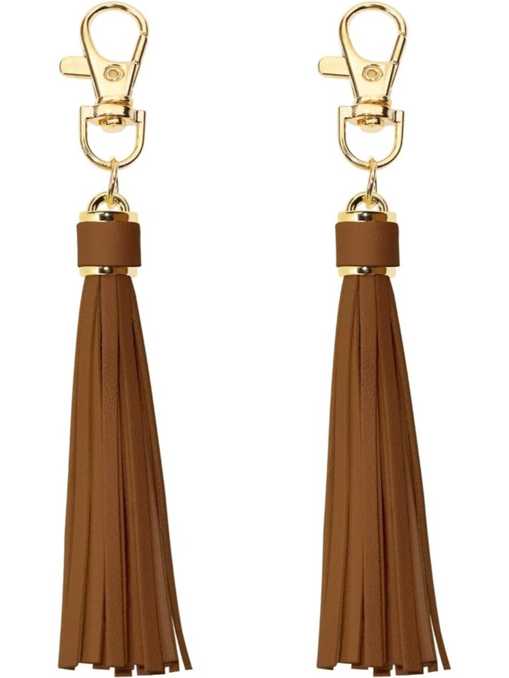 2Pcs 5.9'' Large PU Leather Tassel with Lobster Swivel Keychain Pendant for Hand